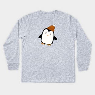 Kawaii Penguin with a beanie Kids Long Sleeve T-Shirt